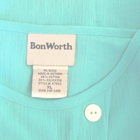 NWT BonWorth 3/4 Sleeve Turquoise Asymmetrical Tunic Casual Top in Size XL - Picture 4 of 4